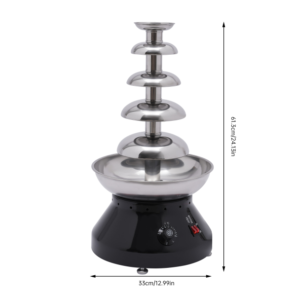 Chocolate Fountain Commercial Hot Chocolate Fondue Tower 5 Tier 7 lb Large Capacity Stainless Steel Chocolate Melting Heating Machine Black