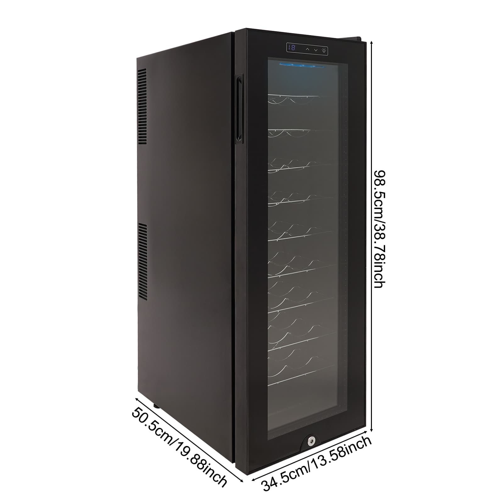 Wine cabinet full metal shelf style European standard wine refrigerator, freestanding wine refrigerator, black wine refrigerator