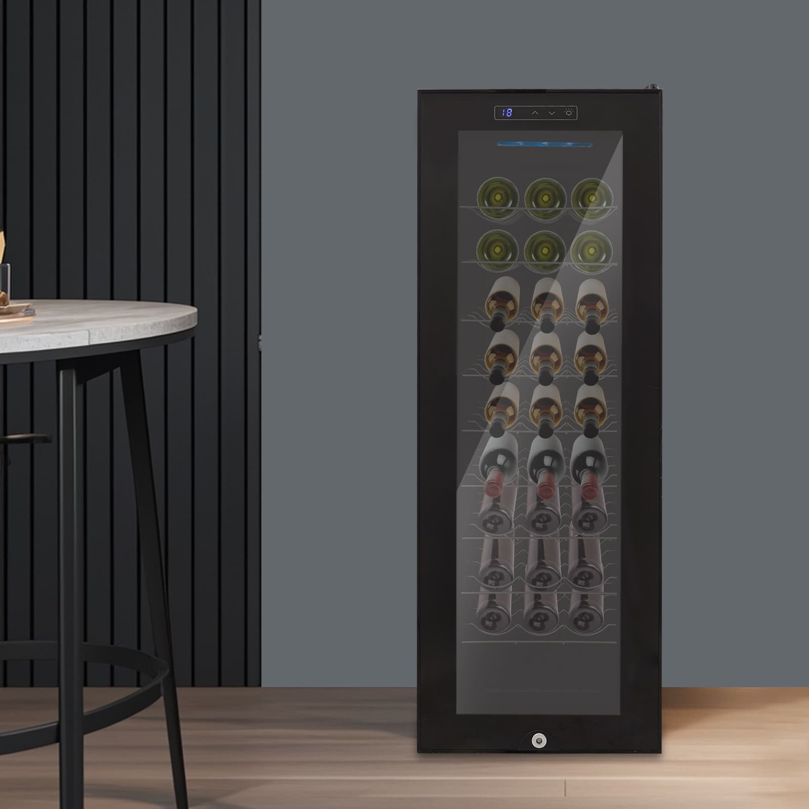 Wine cabinet full metal shelf style European standard wine refrigerator, freestanding wine refrigerator, black wine refrigerator