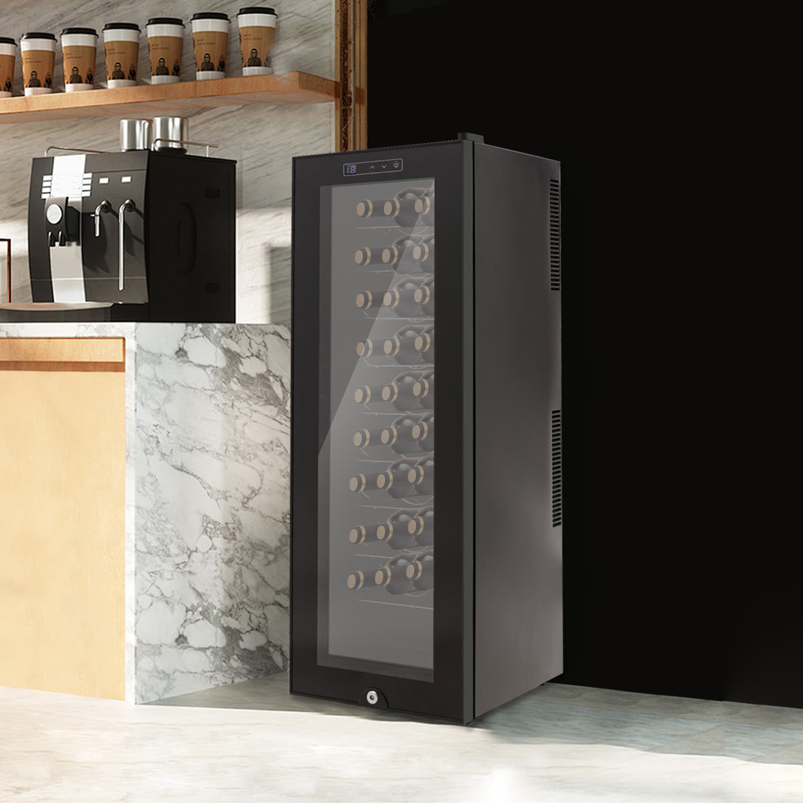 Wine cabinet full metal shelf style European standard wine refrigerator, freestanding wine refrigerator, black wine refrigerator