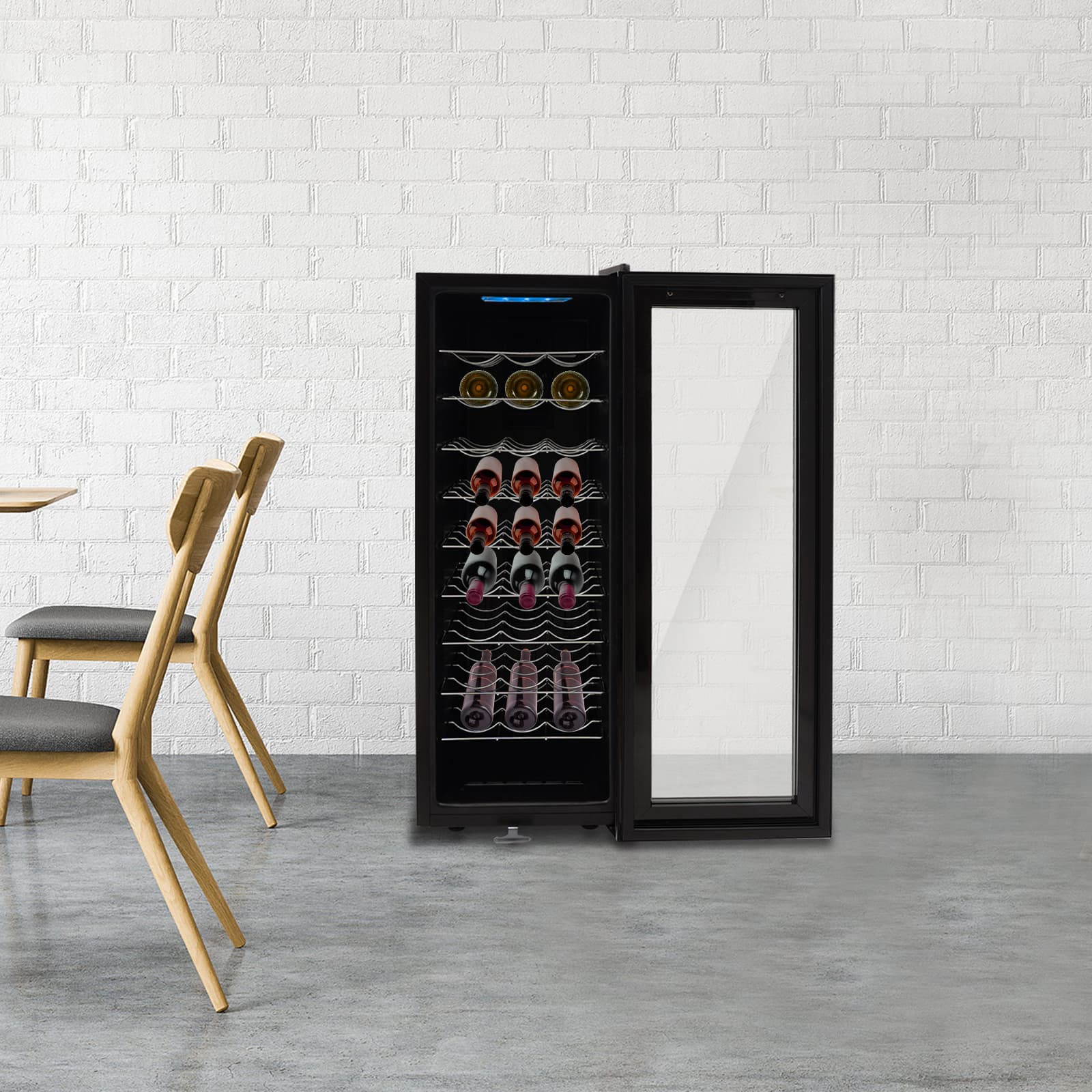 Wine cabinet full metal shelf style European standard wine refrigerator, freestanding wine refrigerator, black wine refrigerator