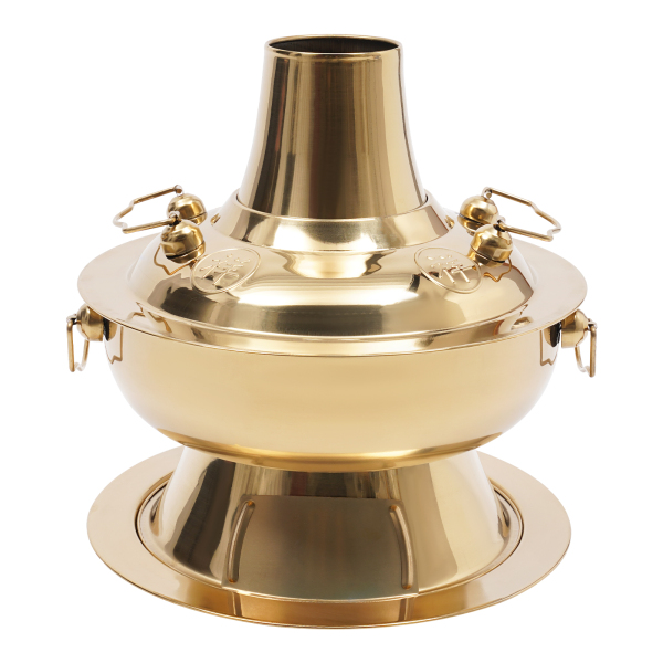 1.9L Chinese Hot Pot with a Spoon Slotted Spoon in Households Hot Pot Restaurants Outings Picnics Gatherings Parties and Restaurants 30*10 cm Brass