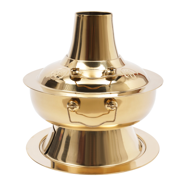 1.9L Chinese Hot Pot with a Spoon Slotted Spoon in Households Hot Pot Restaurants Outings Picnics Gatherings Parties and Restaurants 30*10 cm Brass