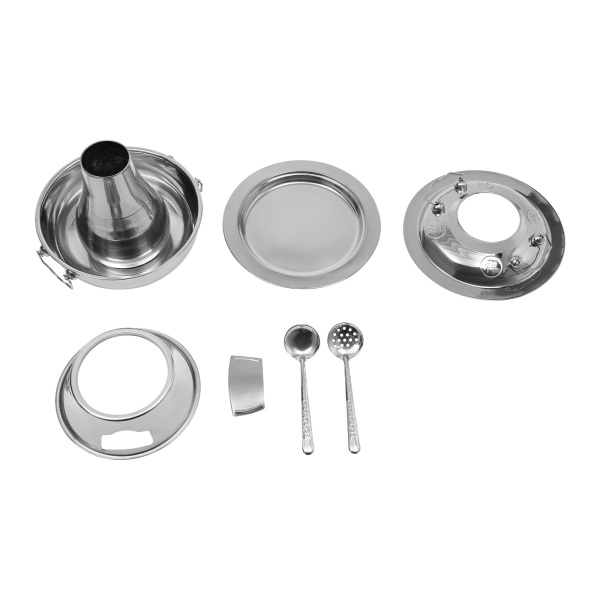 1.9L Chinese Hot Pot with a Spoon Slotted Spoon in Households Hot Pot Restaurants Outings Picnics Gatherings Parties and Restaurants 30*10 cm Silver