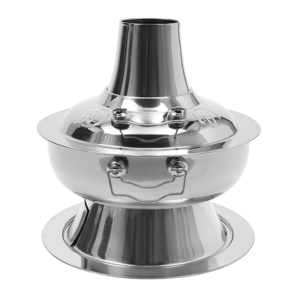 1.9L Chinese Hot Pot with a Spoon Slotted Spoon in Households Hot Pot Restaurants Outings Picnics Gatherings Parties and Restaurants 30*10 cm Silver