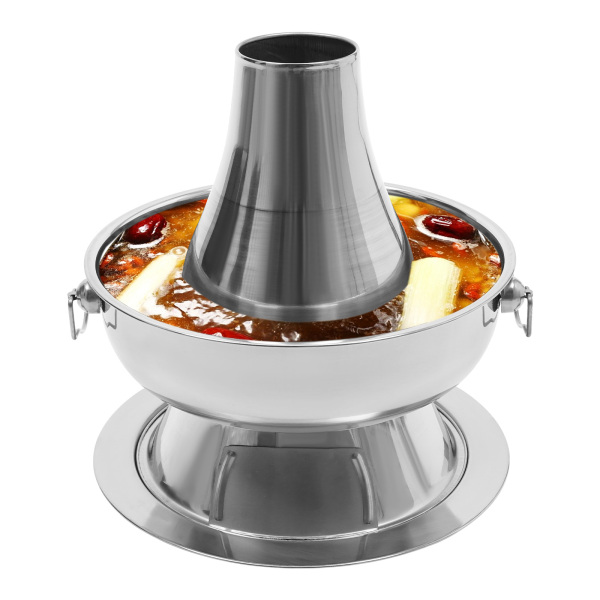 1.9L Chinese Hot Pot with a Spoon Slotted Spoon in Households Hot Pot Restaurants Outings Picnics Gatherings Parties and Restaurants 30*10 cm Silver