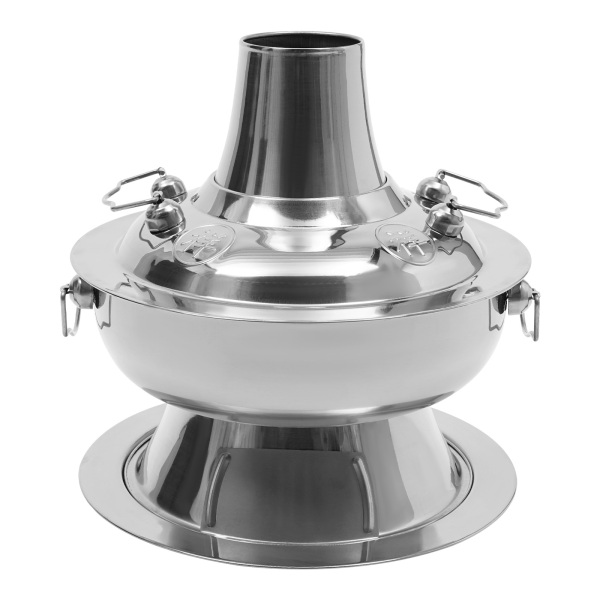 1.9L Chinese Hot Pot with a Spoon Slotted Spoon in Households Hot Pot Restaurants Outings Picnics Gatherings Parties and Restaurants 30*10 cm Silver