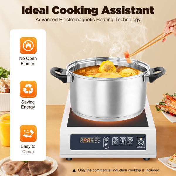 3500W Electric Induction Cooker 11 Speeds Digital Touch Control Stainless Steel Used In Home Kitchens Backyard Cooking 35.5*44.5*11cm Silver