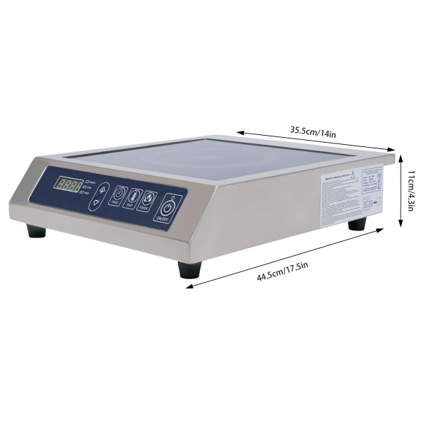3500W Electric Induction Cooker 11 Speeds Digital Touch Control Stainless Steel Used In Home Kitchens Backyard Cooking 35.5*44.5*11cm Silver