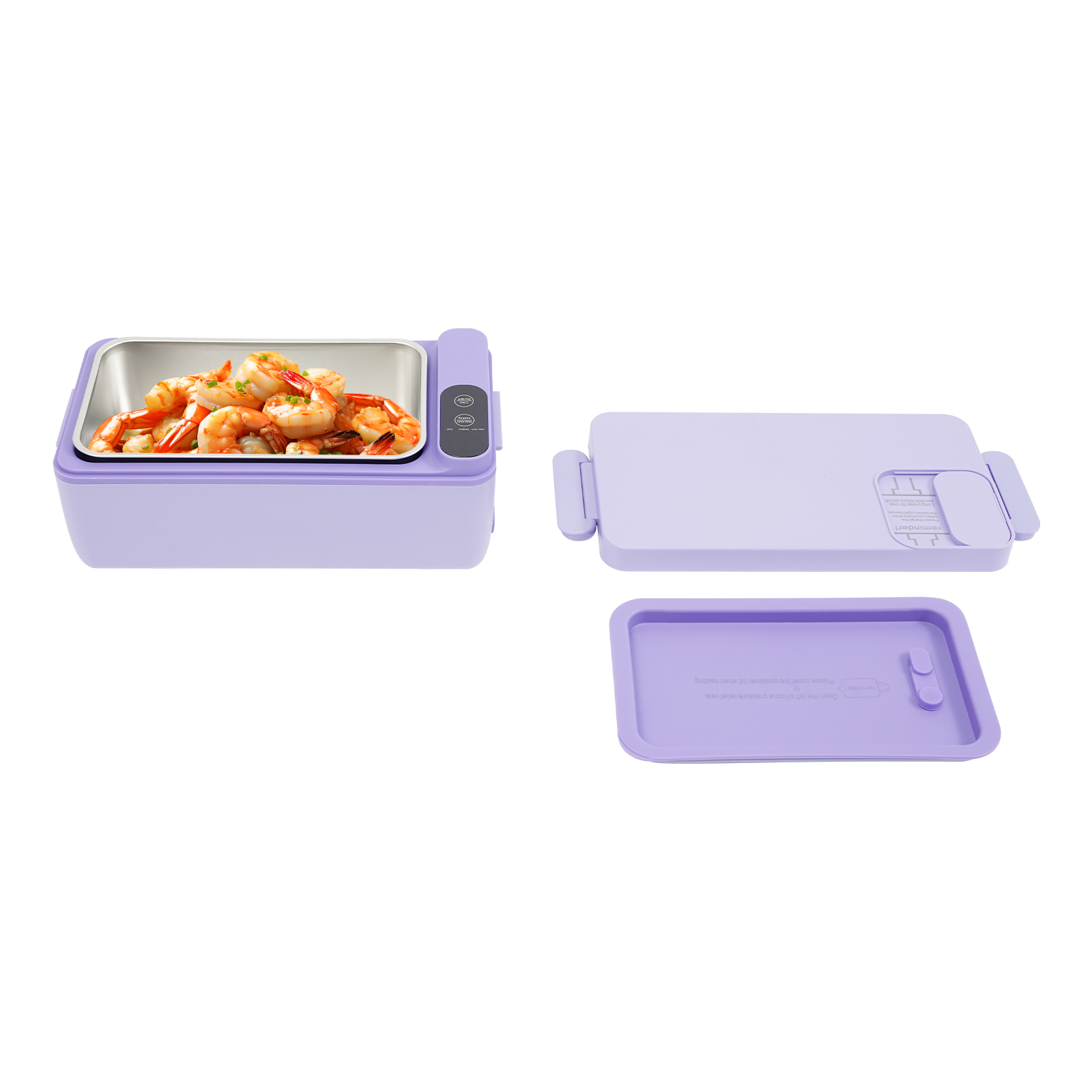 Electric Lunch Box, Battery Powered Heated Lunch Box, Portable Electric Lunch Boxes with Insulated Bag - Purple
