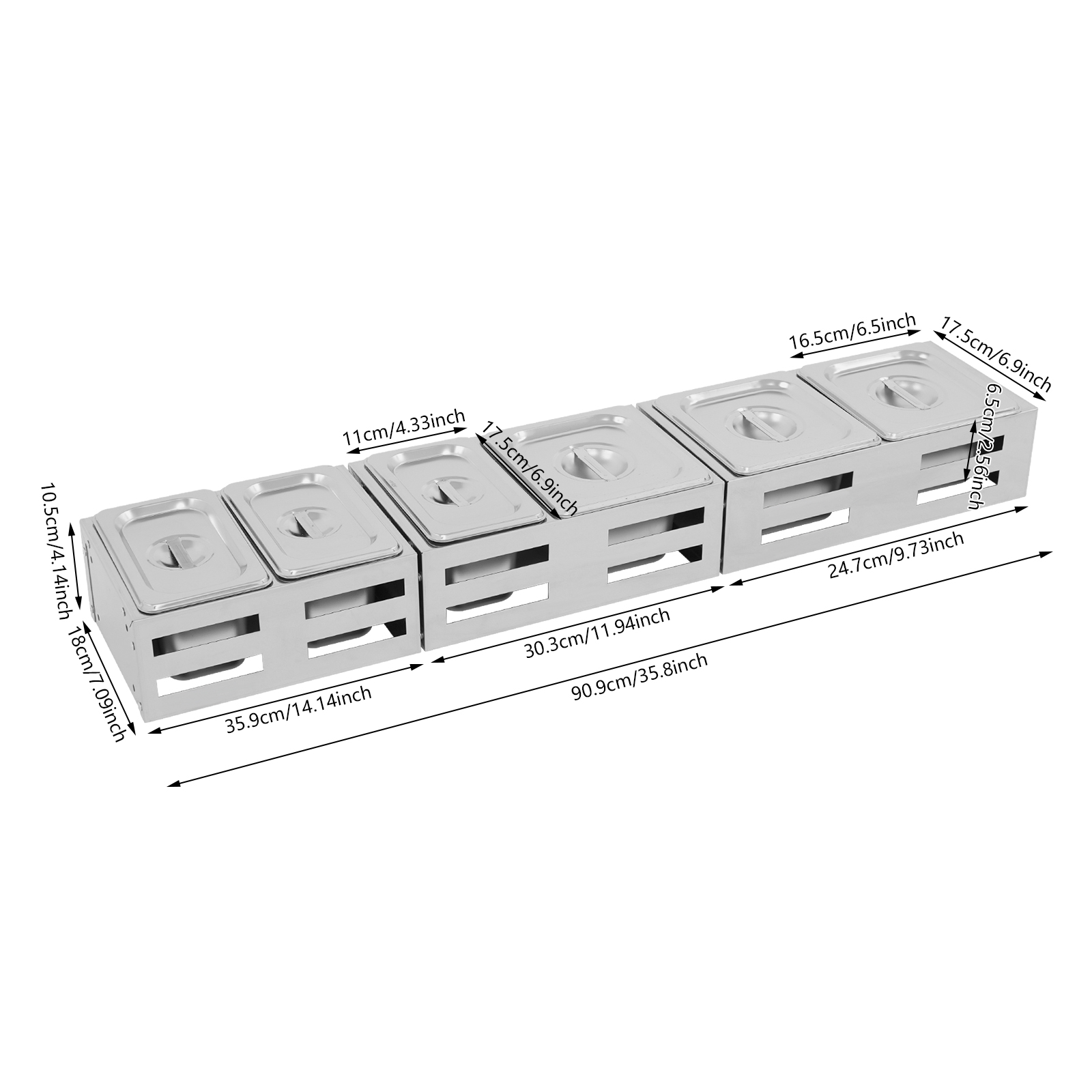 90.9x18x10.5cm Stainless Steel Seasoning Box with Lid and Stand for Private Kitchens, Restaurants, Vendors, Tables, Buffets 90.9x18x10.5cm Stainless Steel Seasoning Box with Lid and Stand for Private Kitchens, Restaurants, Vendors, Tables, Buffets