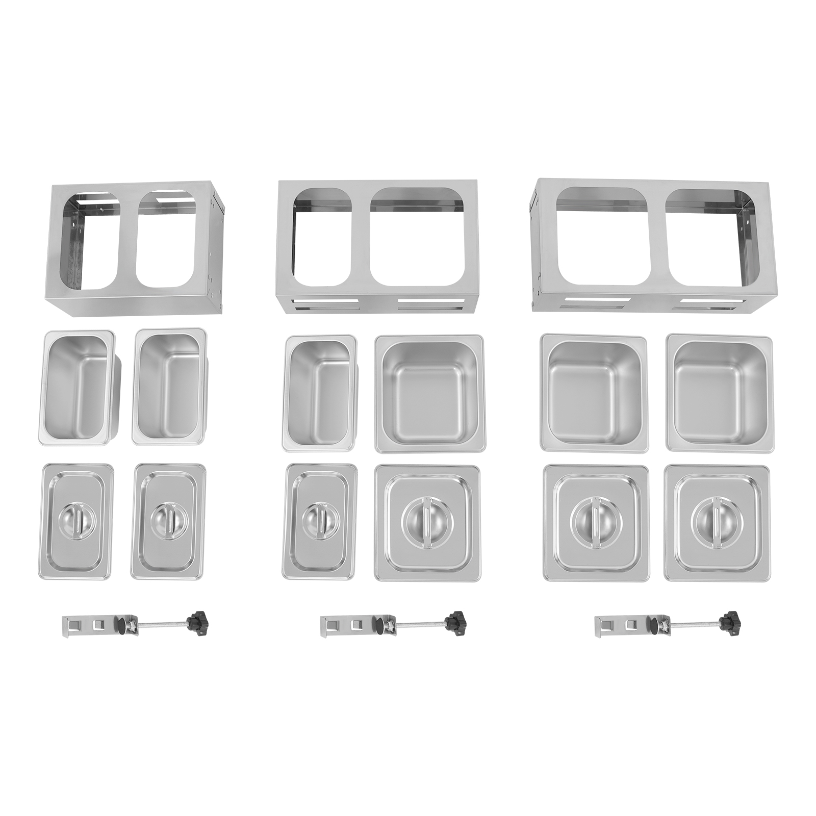 90.9x18x10.5cm Stainless Steel Seasoning Box with Lid and Stand for Private Kitchens, Restaurants, Vendors, Tables, Buffets