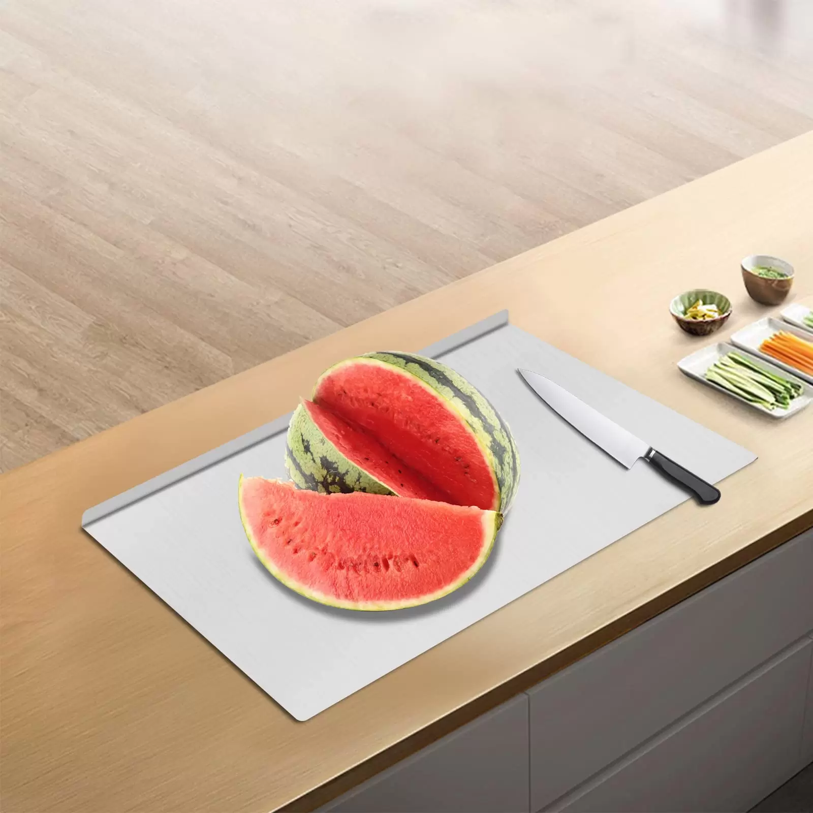 Extra Large Stainless Steel Cutting Board with Non-Slip Pad for Kitchen Dimensions: 70 x 50 cm Extra Large Stainless Steel Cutting Board with Non-Slip Pad for Kitchen Dimensions: 70 x 50 cm