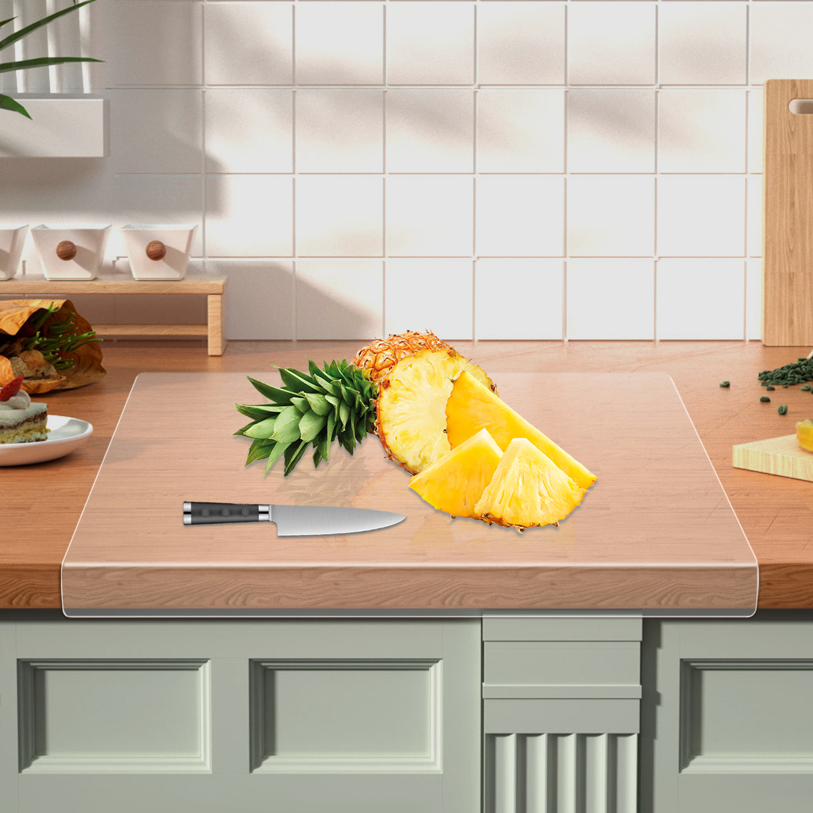 2 Piece Acrylic Kitchen Cutting Board, Transparent Cutting Board, Transparent Countertop Board, 45*40 cm