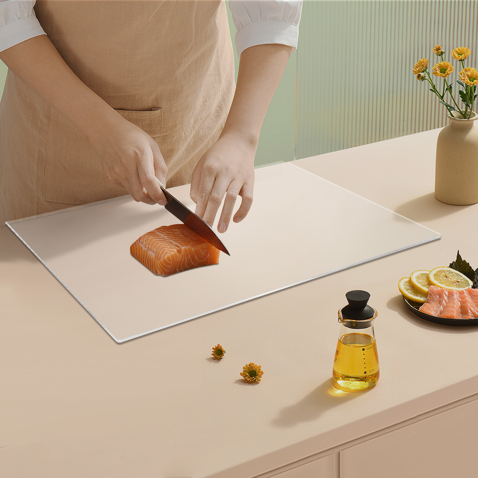 2 Piece Acrylic Kitchen Cutting Board, Transparent Cutting Board, Transparent Countertop Board, 45*40 cm 2 Piece Acrylic Kitchen Cutting Board, Transparent Cutting Board, Transparent Countertop Board, 45*40 cm