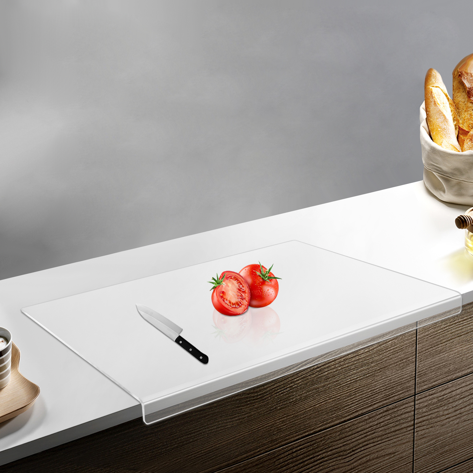 2 Piece Acrylic Kitchen Cutting Board, Transparent Cutting Board, Transparent Countertop Board, 45*40 cm 2 Piece Acrylic Kitchen Cutting Board, Transparent Cutting Board, Transparent Countertop Board, 45*40 cm