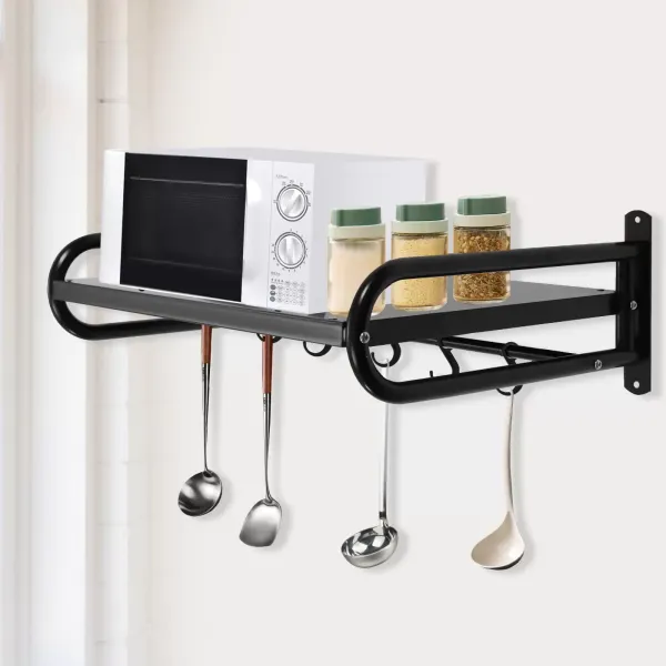 Microwave Oven Wall Mount with 6 Movable Hooks Thick Stainless Steel Microwave Oven Rack Microwave Oven Wall Mount with 6 Movable Hooks Thick Stainless Steel Microwave Oven Rack