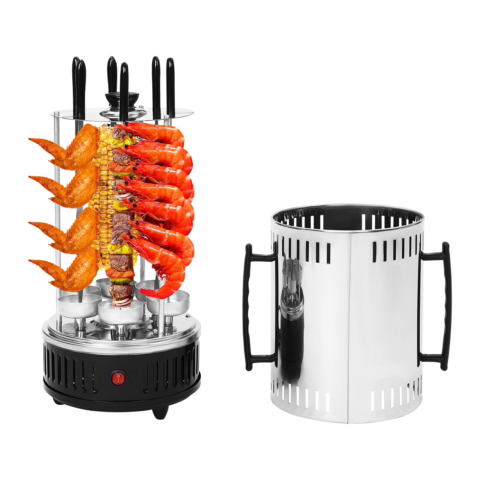 Vertical Electric Grill, Vertical Rotisserie, Rotating Electric Grill Machine, Efficient Heating, 20*37.5cm