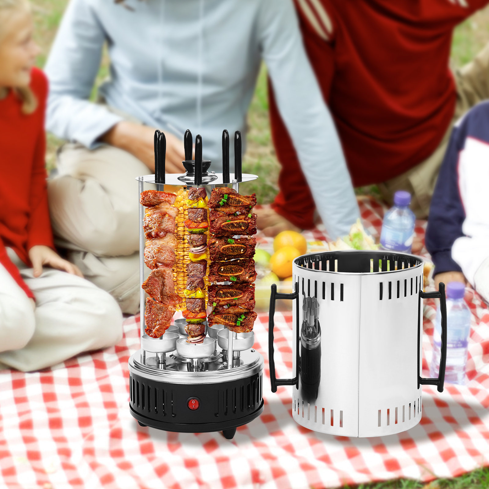 Vertical Electric Grill, Vertical Rotisserie, Rotating Electric Grill Machine, Efficient Heating, 20*37.5cm