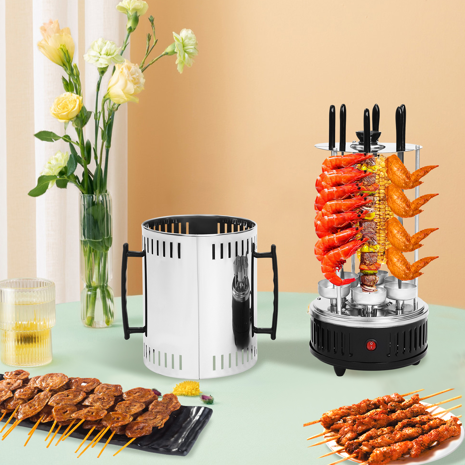 Vertical Electric Grill, Vertical Rotisserie, Rotating Electric Grill Machine, Efficient Heating, 20*37.5cm Vertical Electric Grill, Vertical Rotisserie, Rotating Electric Grill Machine, Efficient Heating, 20*37.5cm