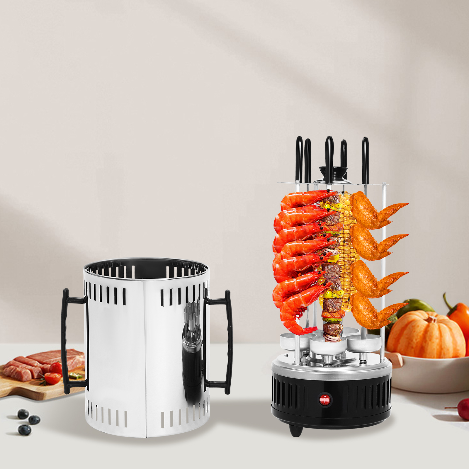 Vertical Electric Grill, Vertical Rotisserie Grill, Electric Rotating Grill Machine Vertical Electric Grill, Vertical Rotisserie Grill, Electric Rotating Grill Machine