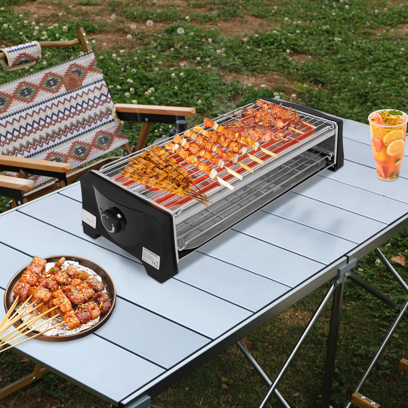 Electric Table Grill, Electric Grill, Table Cooking Grill for Garden, Balcony, Kitchen, Dining Room Electric Table Grill, Electric Grill, Table Cooking Grill for Garden, Balcony, Kitchen, Dining Room
