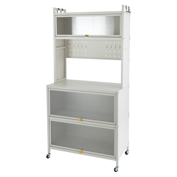 5-tier Storage Rack For Living Rooms Kitchens Bathrooms Balconies Garages Offices Schools 4 Wheels  White Simple Installation