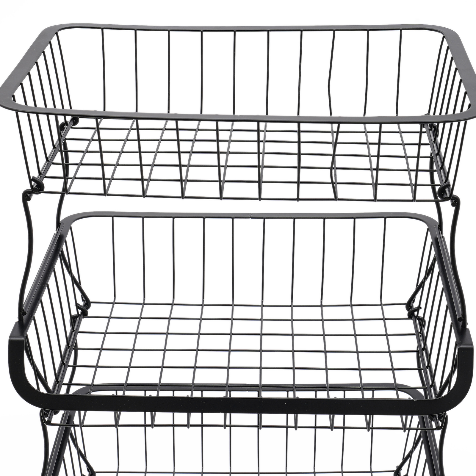 Multi-tier kitchen shelf, Fruit and vegetable storage basket, Kitchen shelf, Large load capacity, Black Multi-tier kitchen shelf, Fruit and vegetable storage basket, Kitchen shelf, Large load capacity, Black