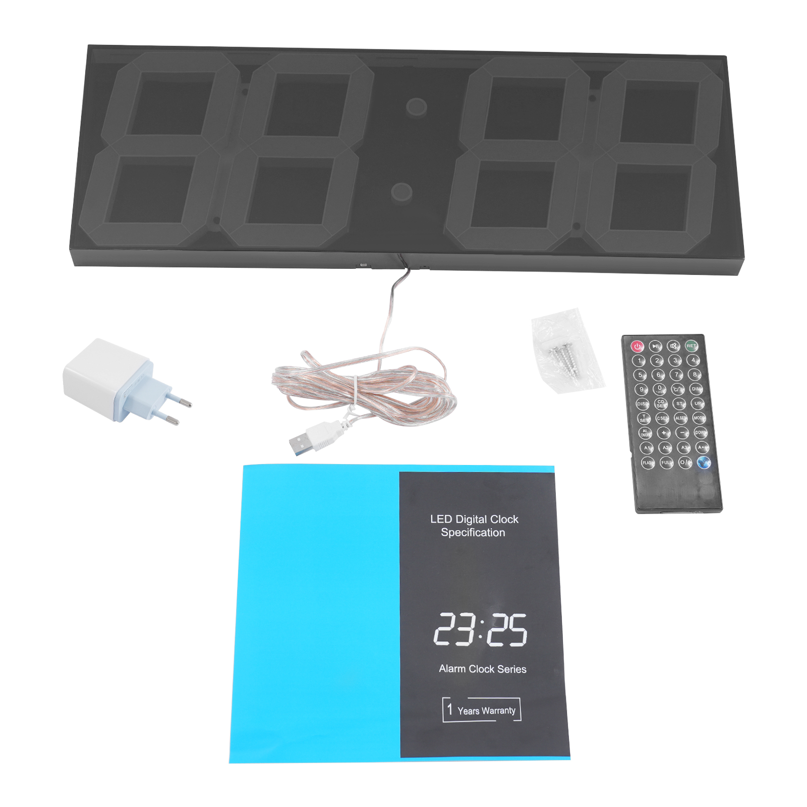 LED Digital Clock, LED Wall Clock, LED Digital Clock with Remote Control for Living Rooms, Offices - Green Font