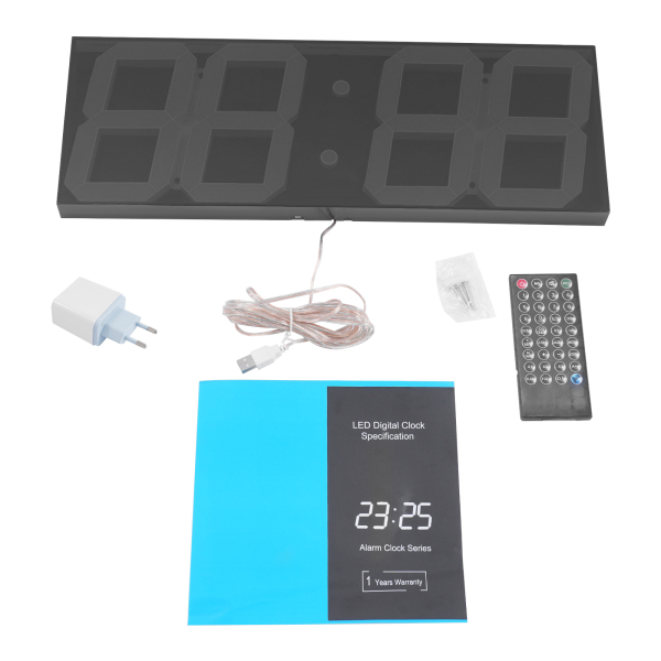 LED Digital Clock, LED Wall Clock, LED Digital Clock with Remote Control for Living Rooms, Offices - Green Font