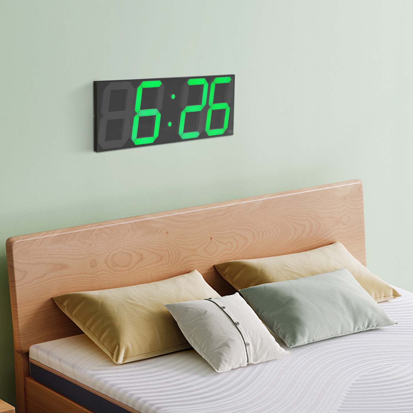 LED Digital Clock, LED Wall Clock, LED Digital Clock with Remote Control for Living Rooms, Offices - Green Font LED Digital Clock, LED Wall Clock, LED Digital Clock with Remote Control for Living Rooms, Offices - Green Font