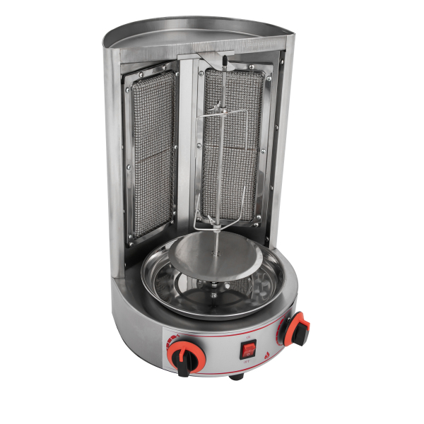 Barbecue Grill BBQ Kebabs Table Grill Gas Kebab Machine with Oil Drip Pan Anti-slip Feet Practical Plug for Grilling Beef Pork Chicken Sausage Meatloaf