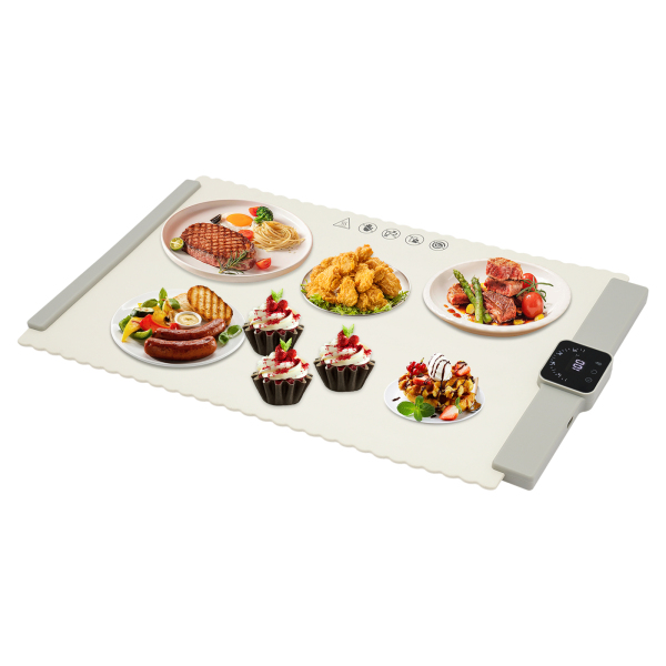 Portable Electric Heating Mat, Electric Heating Pad for Food, Heating Bowl for Food - White