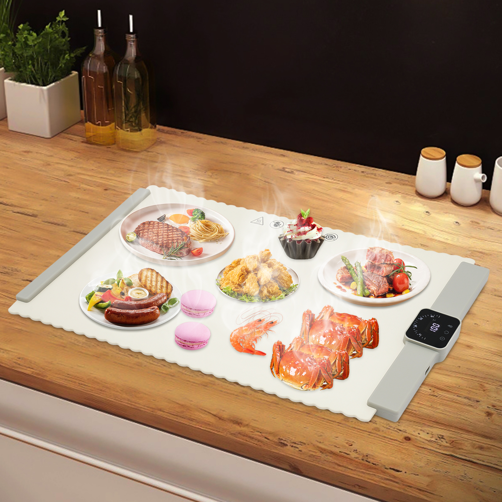 Portable Electric Heating Mat, Electric Heating Pad for Food, Heating Bowl for Food - White Portable Electric Heating Mat, Electric Heating Pad for Food, Heating Bowl for Food - White