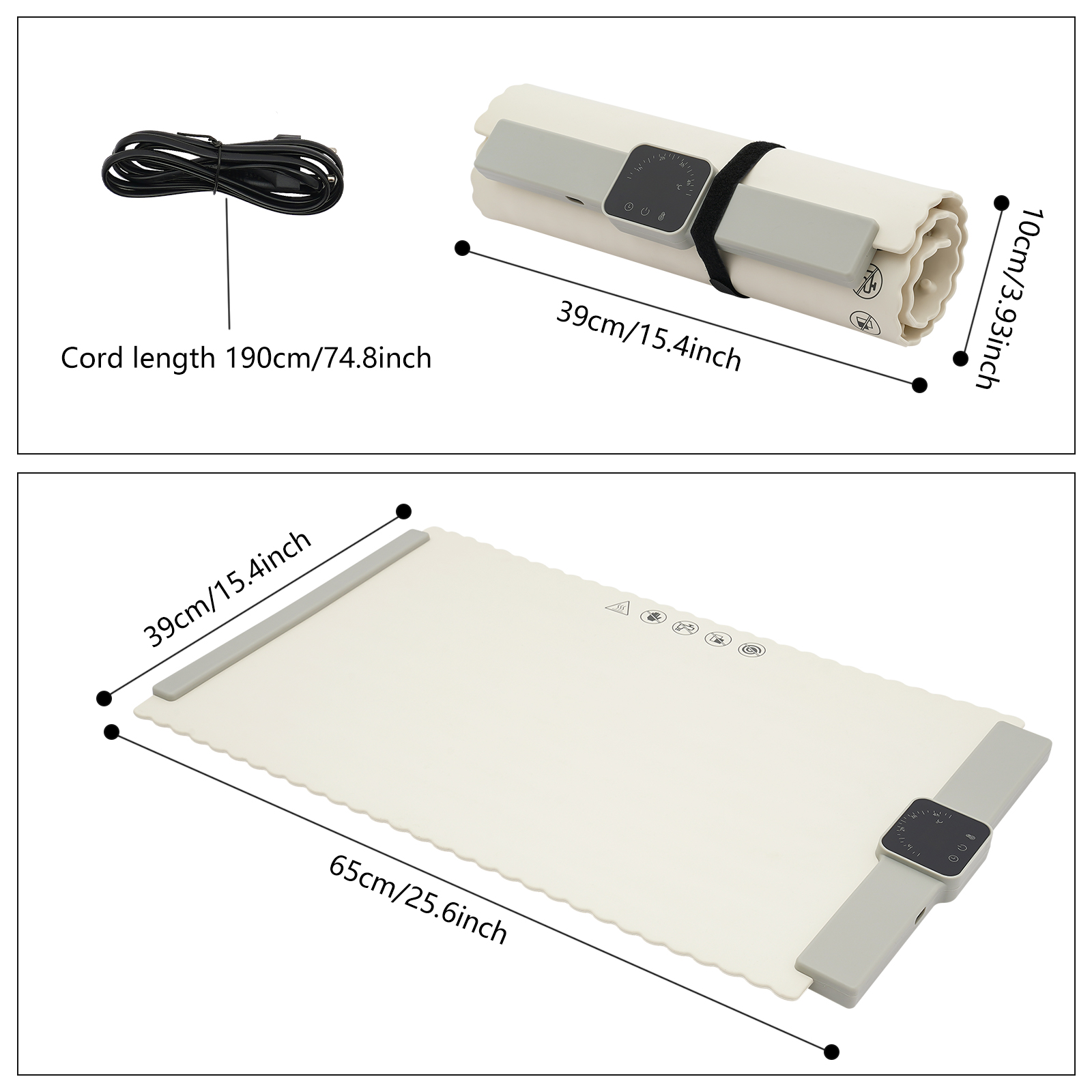 Portable Electric Heating Mat, Electric Heating Pad for Food, Heating Bowl for Food - White
