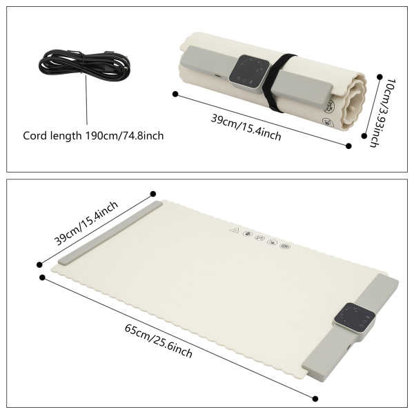Portable Electric Heating Mat, Electric Heating Pad for Food, Heating Bowl for Food - White