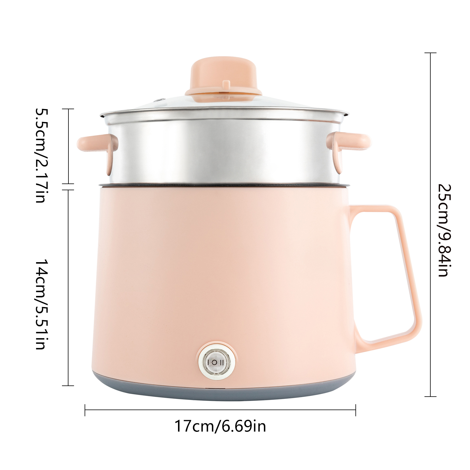 1.7L portable non-stick stove, electric multi-cooker with dual power control (pink + steamer), 17*17*25cm 1.7L portable non-stick stove, electric multi-cooker with dual power control (pink + steamer), 17*17*25cm
