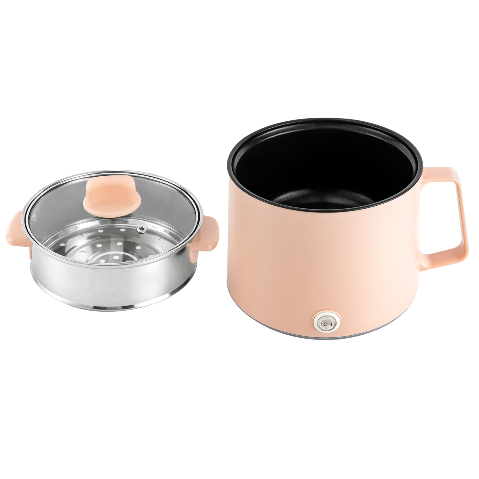 1.7L portable non-stick stove, electric multi-cooker with dual power control (pink + steamer), 17*17*25cm 1.7L portable non-stick stove, electric multi-cooker with dual power control (pink + steamer), 17*17*25cm