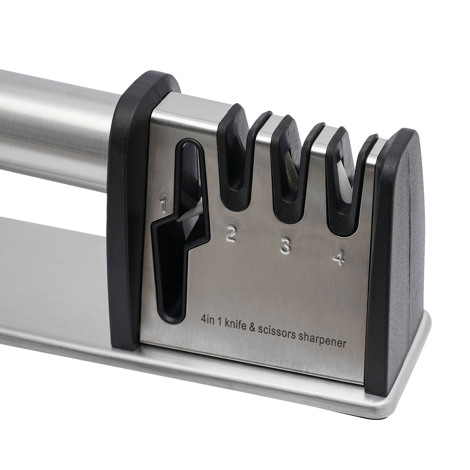 Knife Sharpeners, 4-Stage Kitchen Knives and Scissors Sharpening Tools (Silver) Knife Sharpeners, 4-Stage Kitchen Knives and Scissors Sharpening Tools (Silver)