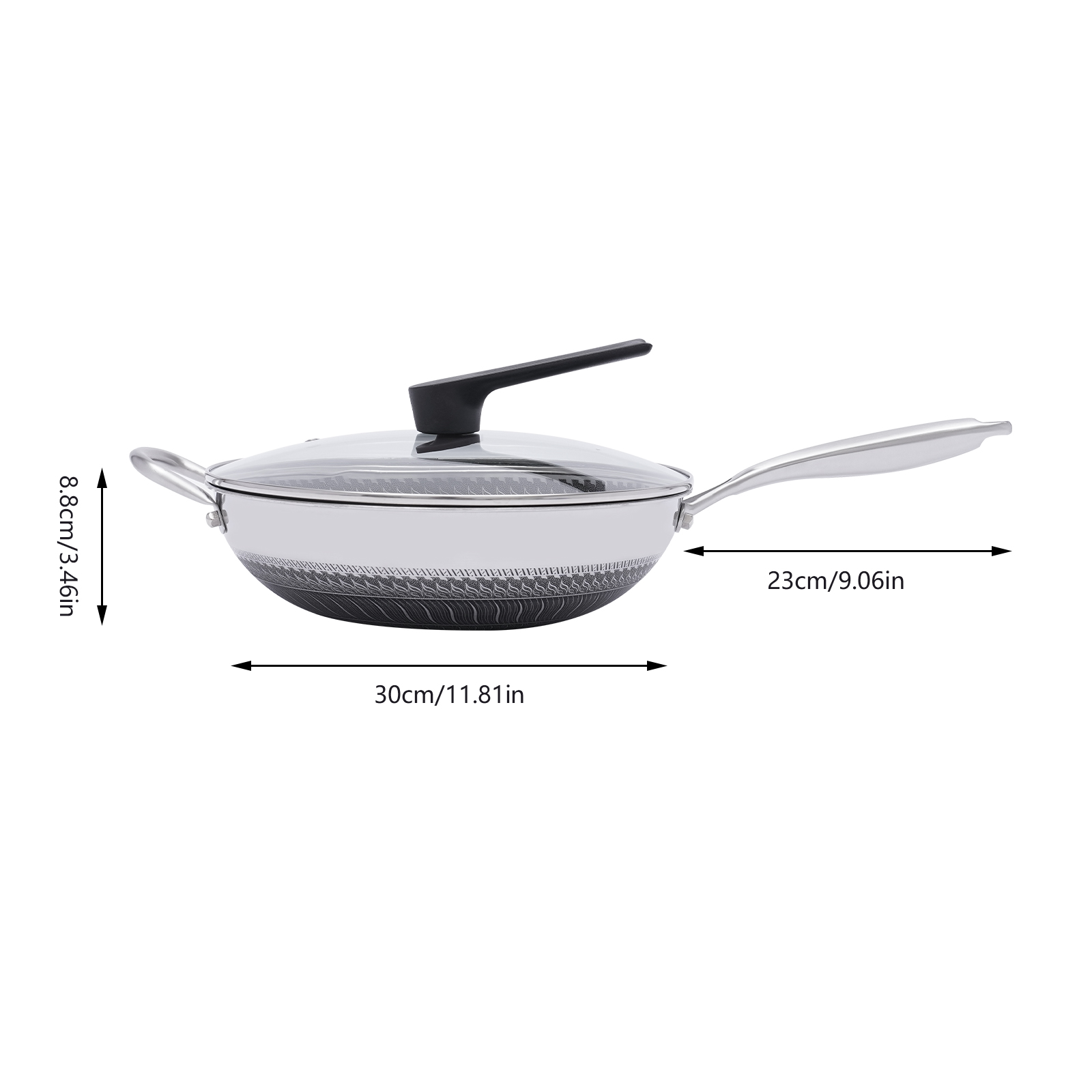 Induction Frying Pan With Lid Stainless Steel 30 CM Dishwasher Safe Non-stick For Frying Steaming Boiling Stainless Steel Silver Induction Frying Pan With Lid Stainless Steel 30 CM Dishwasher Safe Non-stick For Frying Steaming Boiling Stainless Steel Silver