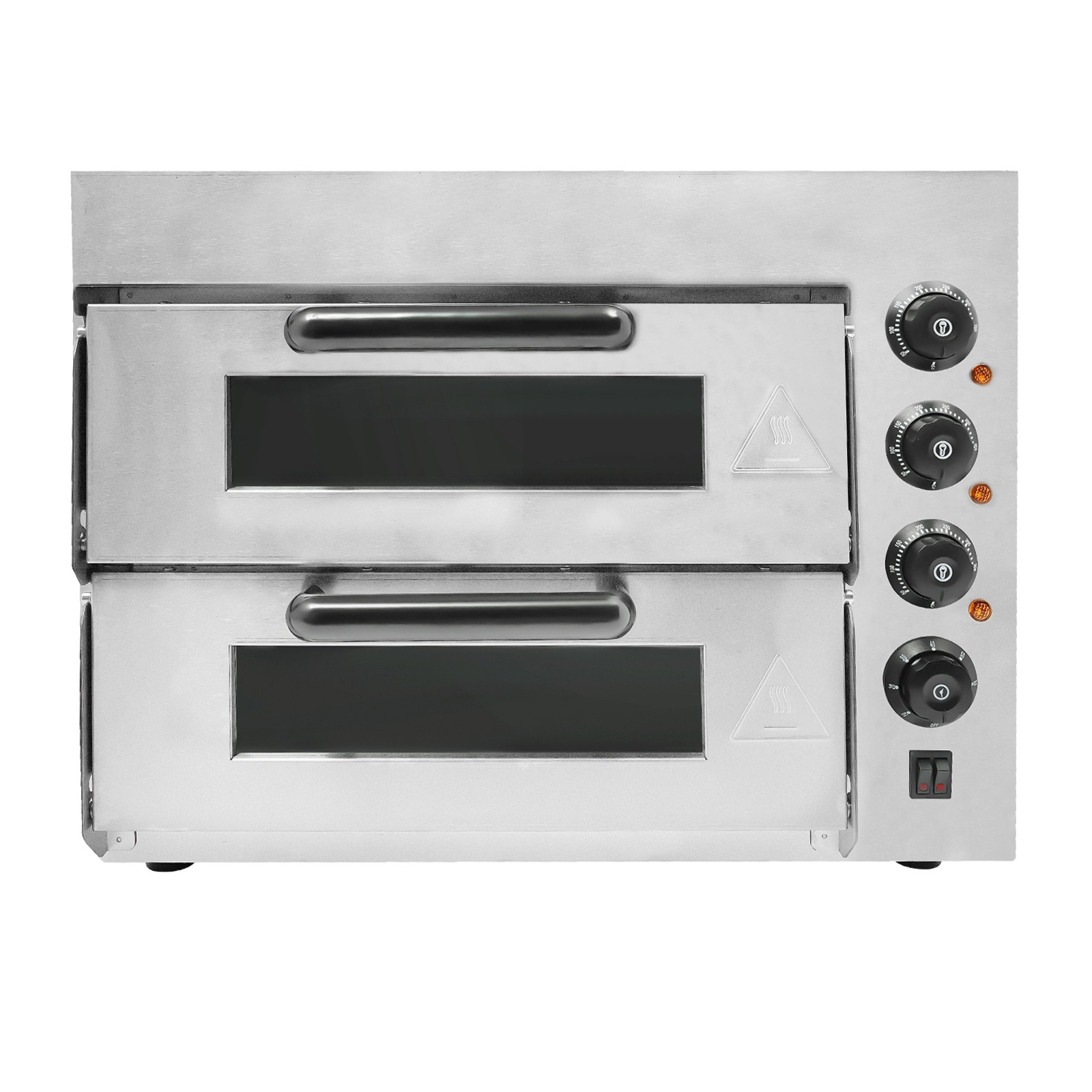 Double Stainless Steel Pizza Oven 3000 W 220 V For Baking Pastries Grilled Meat Italian Pizza French Tarts 22.4*18.7*17.3in Silver