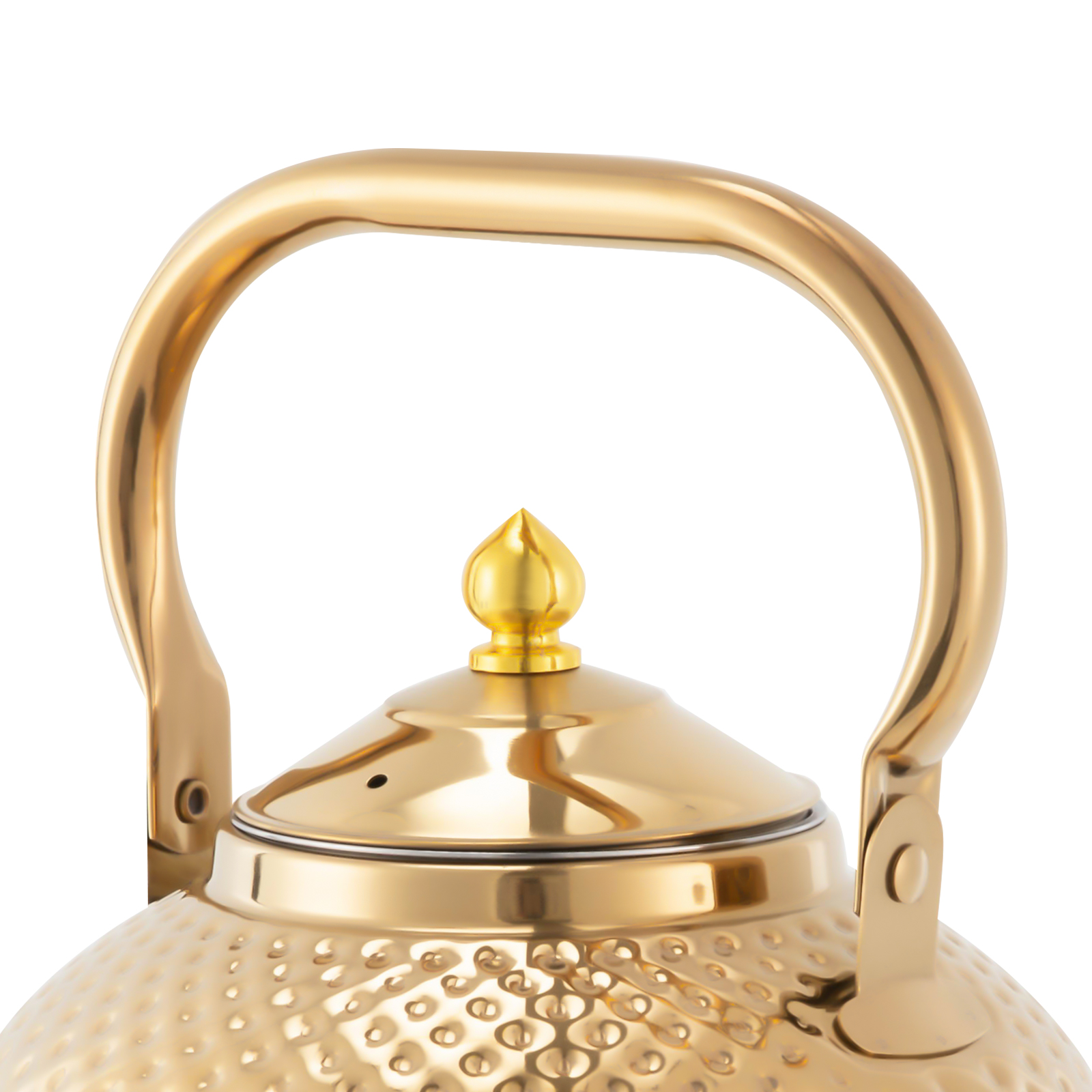 Stainless steel teapot with strainer, with tea strainer handle, suitable for induction hobs (2.0 liters, gold)