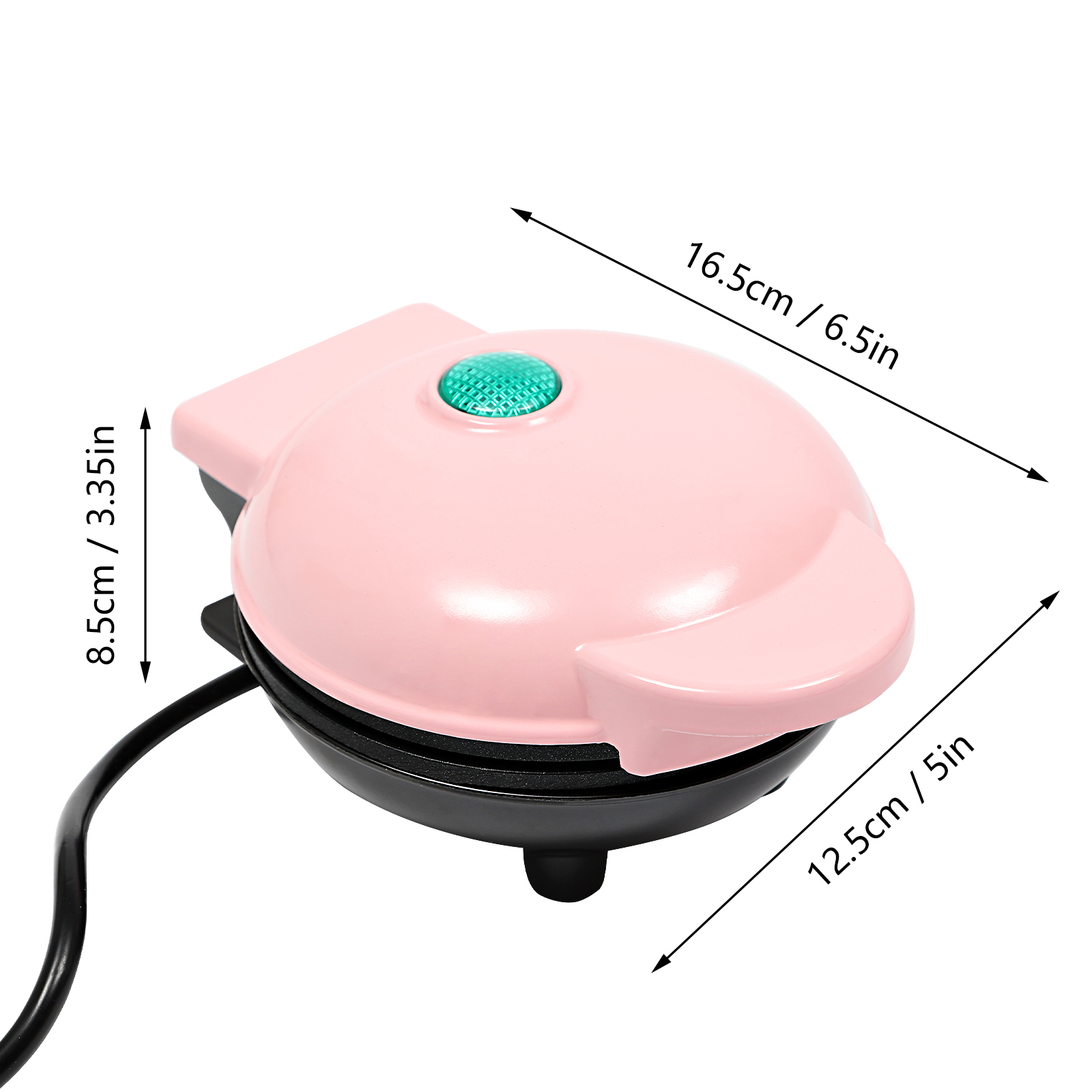 Mini waffle iron, Heart-shaped waffle iron, Small waffle iron with non-stick coating, 12,5*16,5*8,5 cm, Pink Mini waffle iron, Heart-shaped waffle iron, Small waffle iron with non-stick coating, 12,5*16,5*8,5 cm, Pink