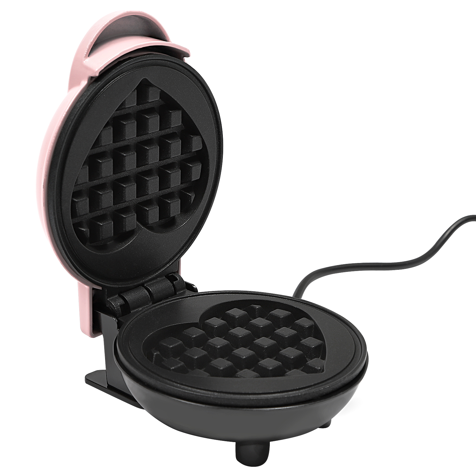 Mini waffle iron, Heart-shaped waffle iron, Small waffle iron with non-stick coating, 12,5*16,5*8,5 cm, Pink Mini waffle iron, Heart-shaped waffle iron, Small waffle iron with non-stick coating, 12,5*16,5*8,5 cm, Pink