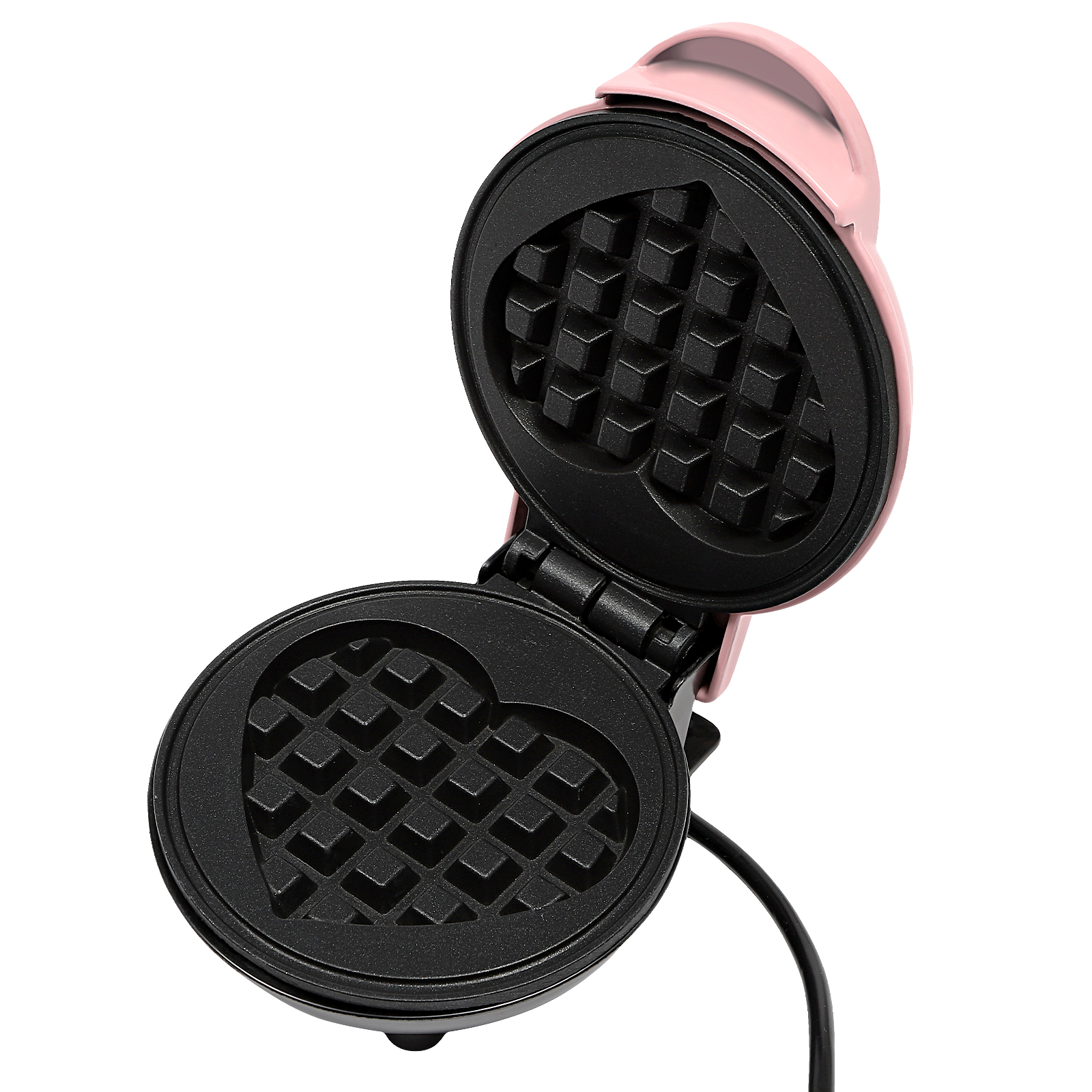 Mini waffle iron, Heart-shaped waffle iron, Small waffle iron with non-stick coating, 12,5*16,5*8,5 cm, Pink Mini waffle iron, Heart-shaped waffle iron, Small waffle iron with non-stick coating, 12,5*16,5*8,5 cm, Pink