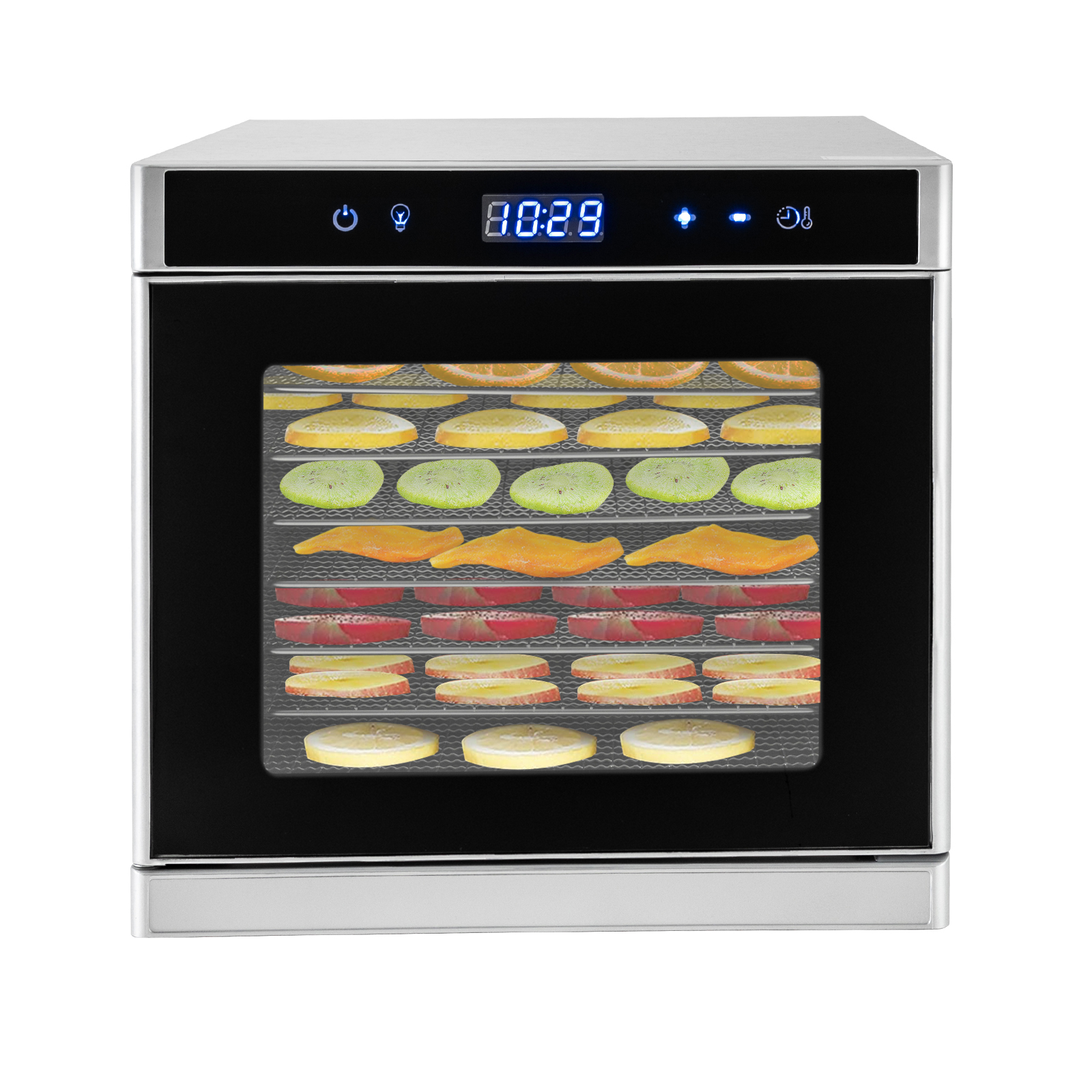Automatic Stainless Steel Dehydrator Dehydrator (35-75°C) 700W 8 Levels Dehydrator with 24H Timer Accommodate Various Fruits