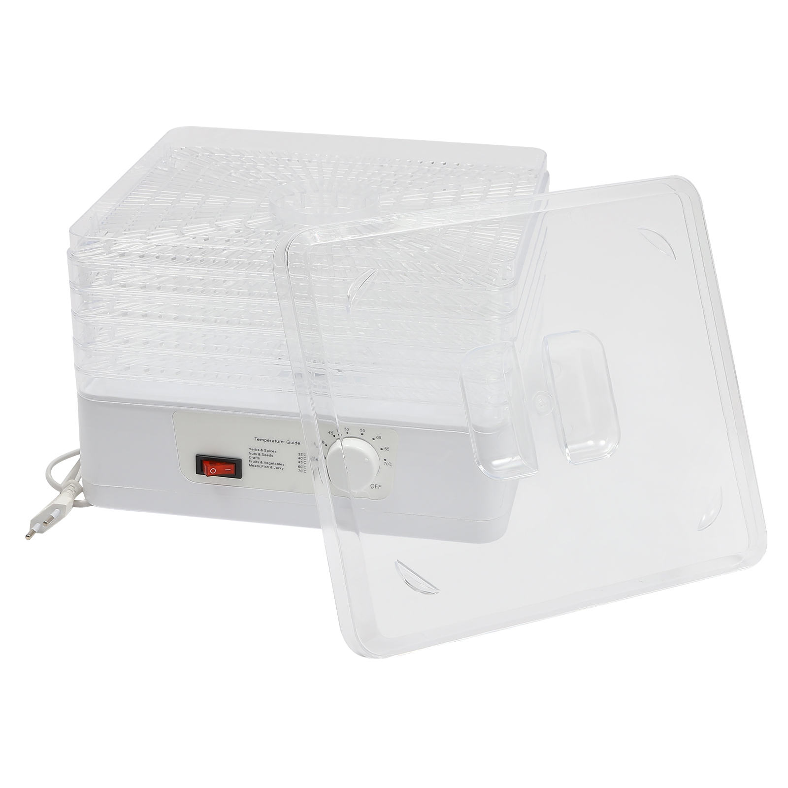 Dehydrator Machine (35-70℃) Adjustable Temperature Food Dehydrator with 5 Inserts 360° Circulation Drying Dehydrator Machine (35-70℃) Adjustable Temperature Food Dehydrator with 5 Inserts 360° Circulation Drying