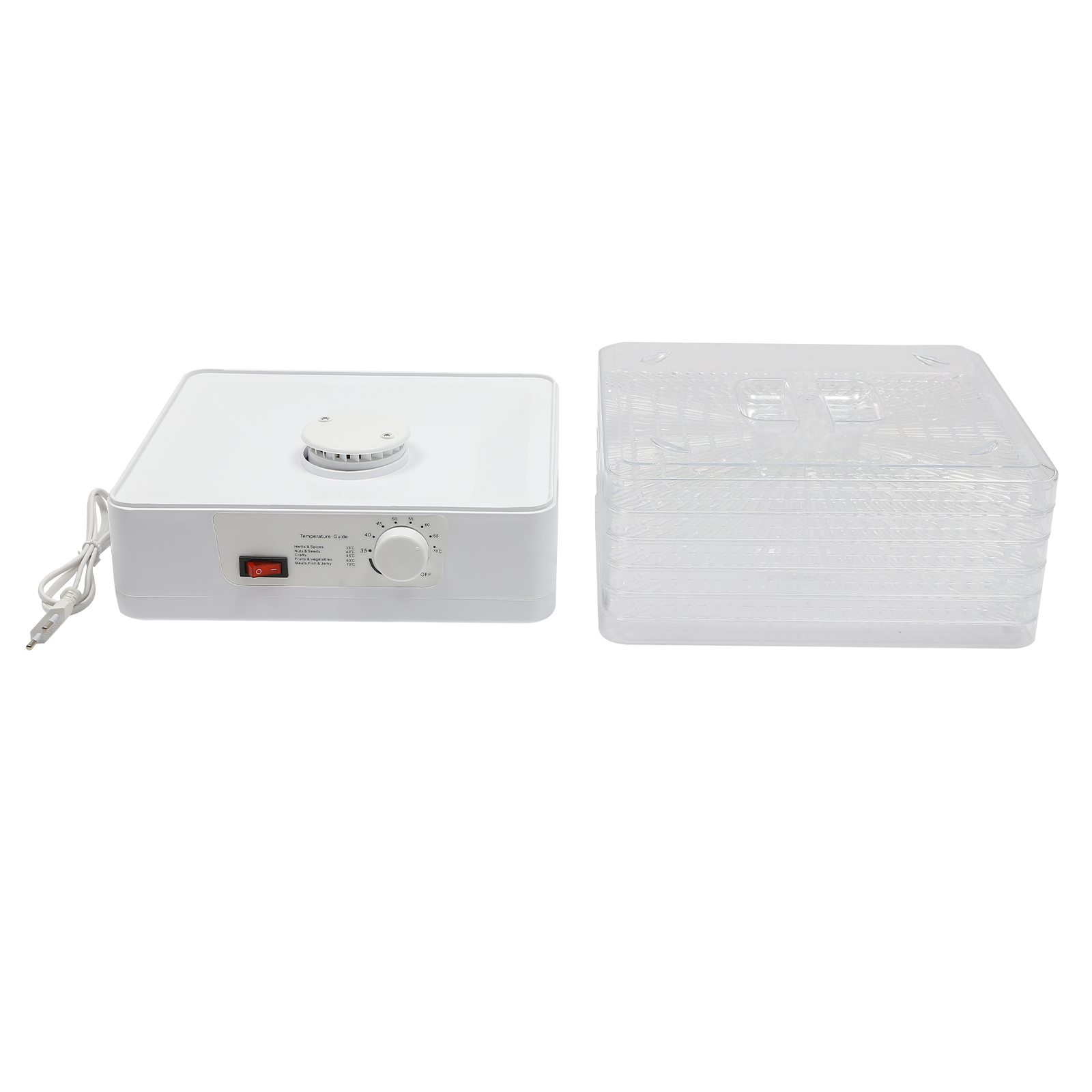 Dehydrator Machine (35-70℃) Adjustable Temperature Food Dehydrator with 5 Inserts 360° Circulation Drying Dehydrator Machine (35-70℃) Adjustable Temperature Food Dehydrator with 5 Inserts 360° Circulation Drying