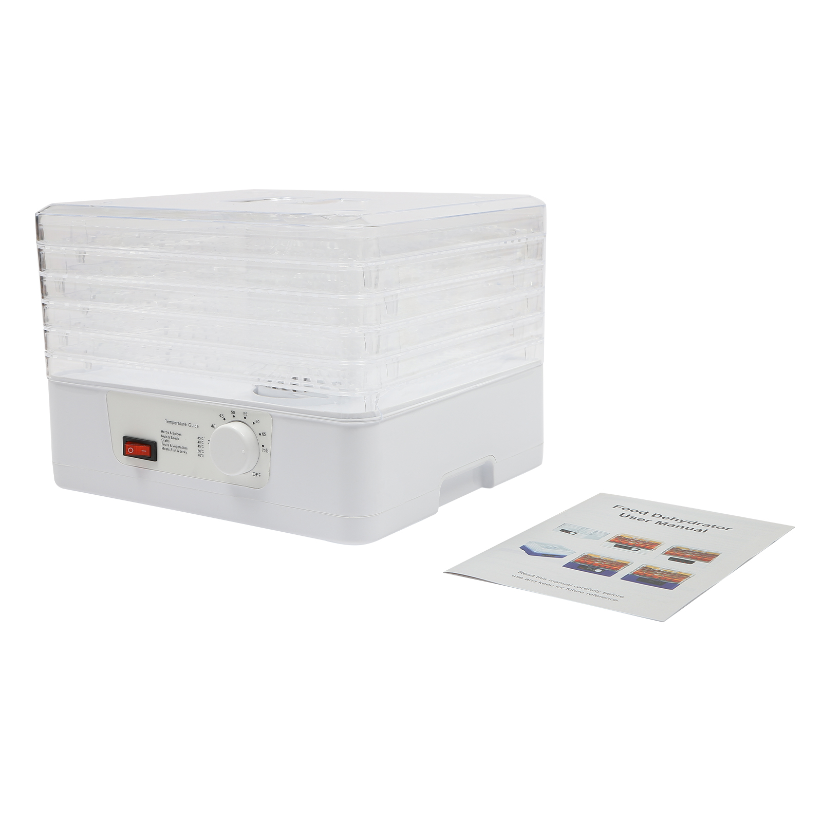 Dehydrator Machine (35-70℃) Adjustable Temperature Food Dehydrator with 5 Inserts 360° Circulation Drying Dehydrator Machine (35-70℃) Adjustable Temperature Food Dehydrator with 5 Inserts 360° Circulation Drying