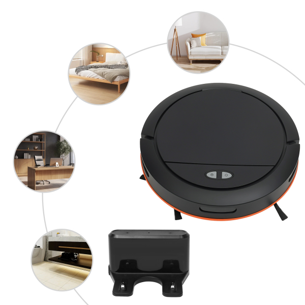 Sweep and Drag 3 in 1 Intelligent Sweeping Robot 2.7 KPA Suction European Standard for Homes Offices Libraries Barbershops Pet Stores Black